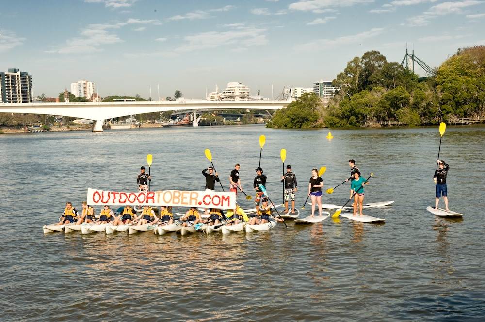Outdoor-tober Launch on the Brisbane River with the Sports minister, Riverlife and Surf Connect crew