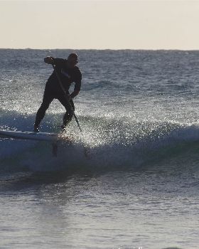 Learning to foil sup and just going for it. Fun factor and wipeouts "priceless"