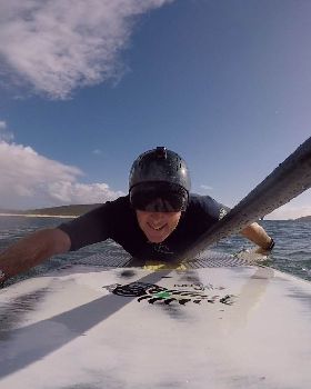 Lying down to paddle