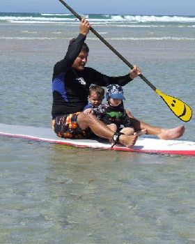 The boys going for a flat paddle