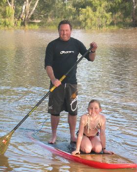 Paddling the Bogan River down to the Bogan Festival.