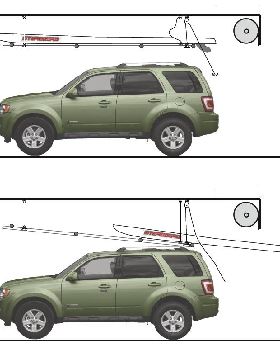 Tilting pulley-lift rack for 14' SUP