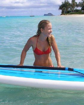 SUP Blonde Girl Laughing