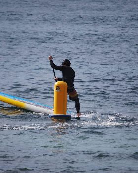 Trav making it look easy and the race winning board