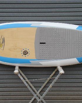 Phil with his 8'10" x 33.5" x 150 ltr timber deck Fun Board SUP