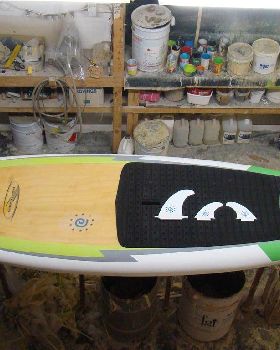 Phil with his 8'10" x 33.5" x 150 ltr timber deck Fun Board SUP