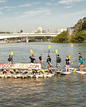 Outdoor-tober Launch on the Brisbane River with the Sports minister, Riverlife and Surf Connect crew