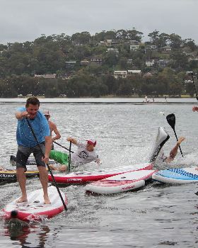Just a little fun in the inflatabe race today.  Sam Parker and Kai Bates going down