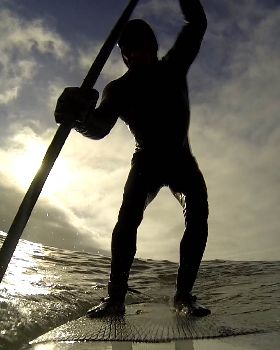 riding my new Hobie 8'4 CM RAW Sup