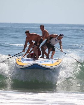 The Fanatic XL FLY inflatable with Chris Parker, Steve Walker, Jake Jensen and Paul Jackson