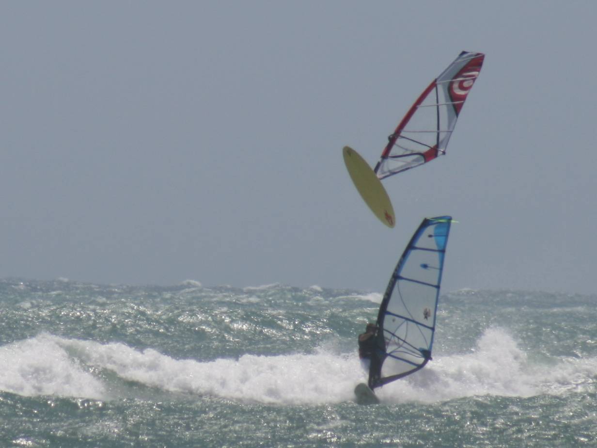 Bailing out of a back loop @ the Gero Windsurfing Festival