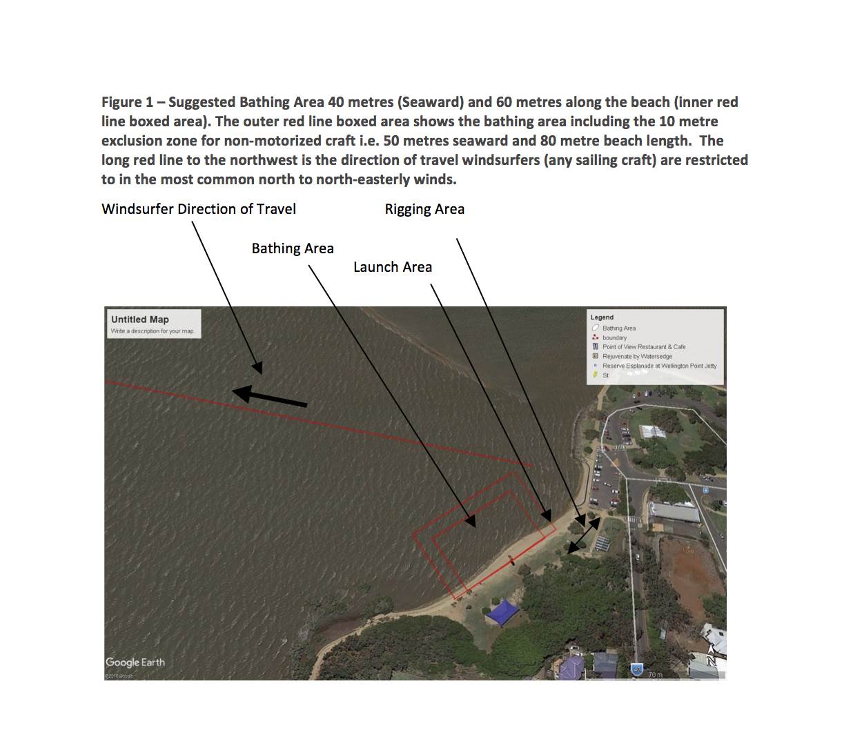 Figure 1 - Suggested Bathing Area 40 metres (Seaward) and 60 metres along the beach