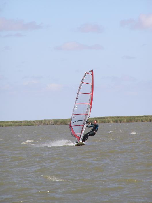 Alex windsurfing at Boggy Lake on the 10th of Feburary