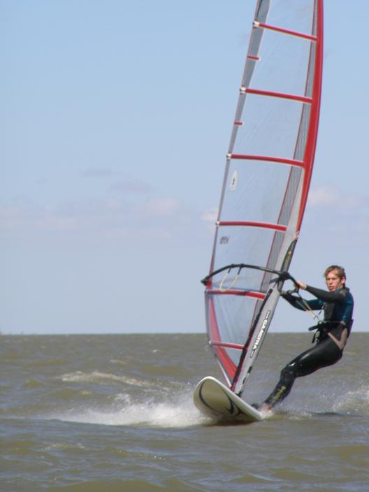Alex windsurfing at Boggy Lake on the 10th of Feburary