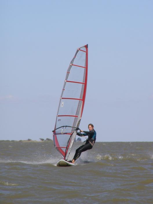 Alex windsurfing at Boggy Lake on the 10th of Feburary