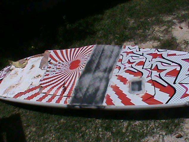 whats left of my board after snapping the nose off in the sand and trying to sail upwind for 1.5km..