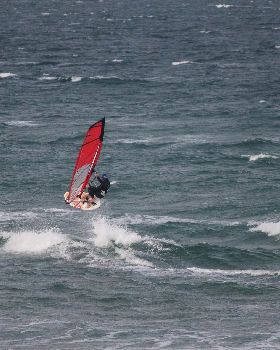 View of the Crew out the kitchen window