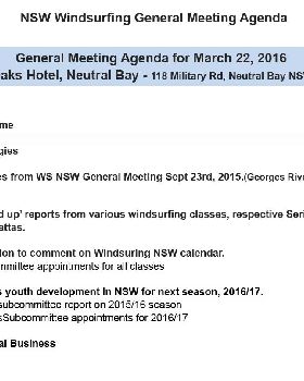 WNSW GM Agenda