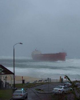 Coal ship stuck @ Nobbys beach