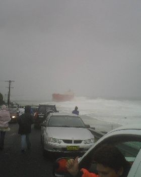 Coal ship stuck @ Nobbys beach