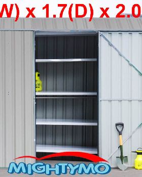 Shed with shelving