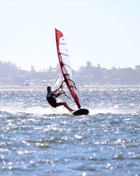 kid windsurfing