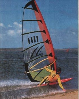 A certain well known Aussie wave sailor (much younger then) showing how close to the bank you could 