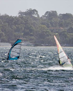 Various Windsurfers on River at Melville at the weekend