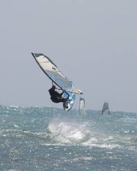 Ryan jumping at Coro ... only started windsurfing 4 months ago