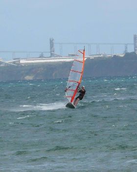Enjoying a good flat windy session in Portland