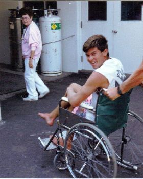 Maris Naish with broken foot