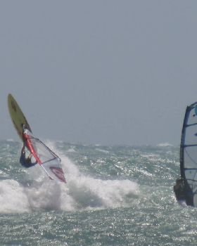 Bailing out of a back loop @ the Gero Windsurfing Festival