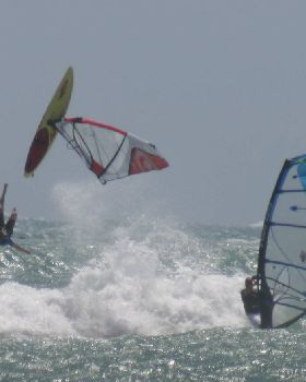 Bailing out of a back loop @ the Gero Windsurfing Festival