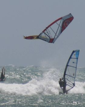 Bailing out of a back loop @ the Gero Windsurfing Festival