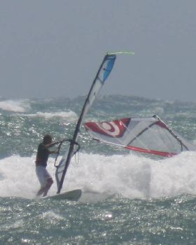 Bailing out of a jump @ the Gero Windsurfing Festival