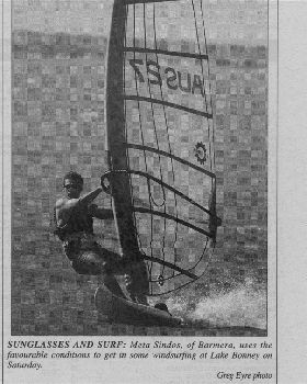 1997 Choco windsurfing on lake Bonney