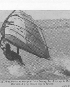1987 Choco windsurfing on lake Bonney