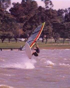 1995 Choco windsurfing on lake Bonney