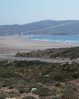Shot of Prasonisi looking down from the road