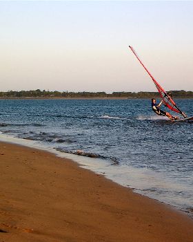 Flat water sailing at Blacks Beach, Mackay (15-20kts)