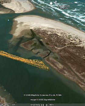 GPS track at the Murray Mouth on the 21st of March, 2008