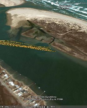 GPS track at the Murray Mouth on the 21st of March, 2008