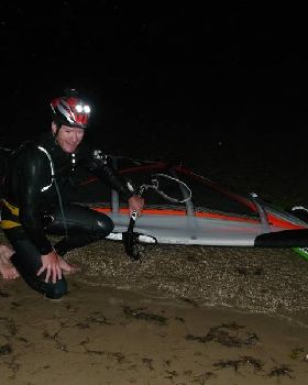 Sandy Point night sailing. Craig and Mat
