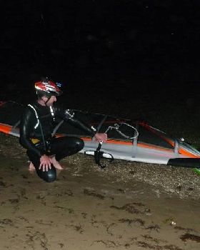 Sandy Point night sailing. Craig and Mat