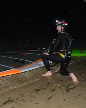 Sandy Point night sailing. Craig and Mat