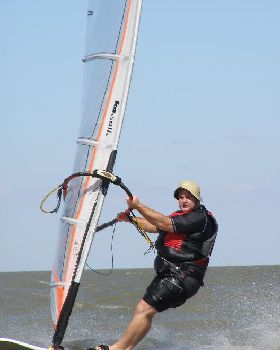 Chris sailing at Boggy Lake on Saturday the 10th of Febuary 2007