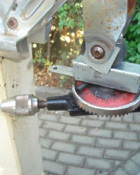 hand drill attached to scooter