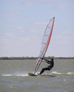 Alex windsurfing at Boggy Lake on the 10th of Feburary