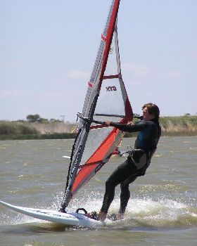 Alex windsurfing at Boggy Lake on the 10th of Feburary