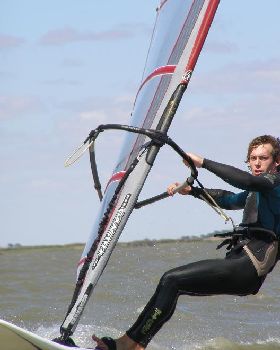 Alex windsurfing at Boggy Lake on the 10th of Feburary